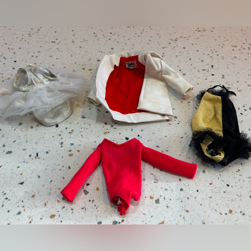 VTG Barbie Clothes Lot‎ Tagged © Mattel Tulle Tutu, Dress, Red Bodysuit & Jacket